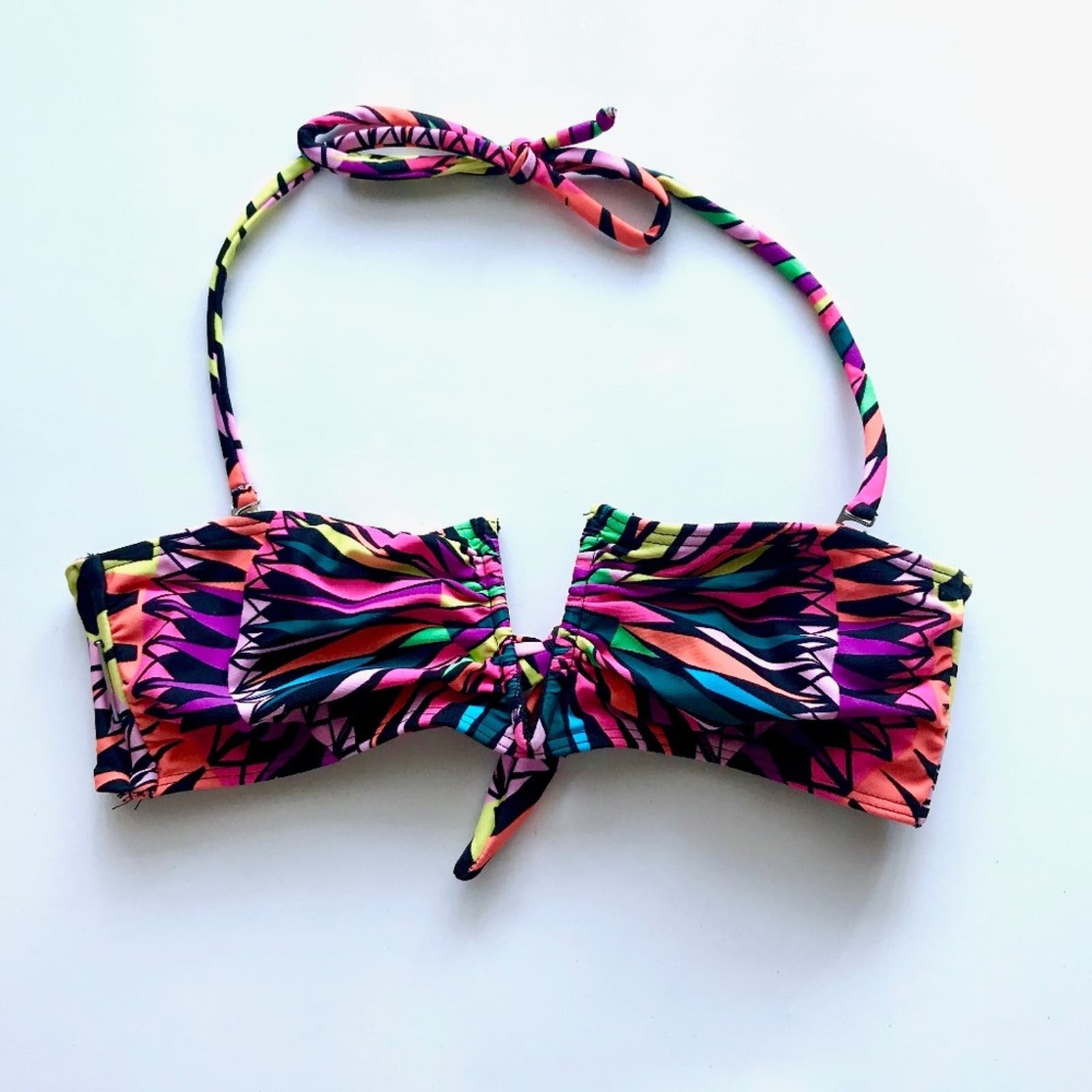 Mara Hoffman Supernova Bandeau Rainbow Multicolor Bikini Top Xs